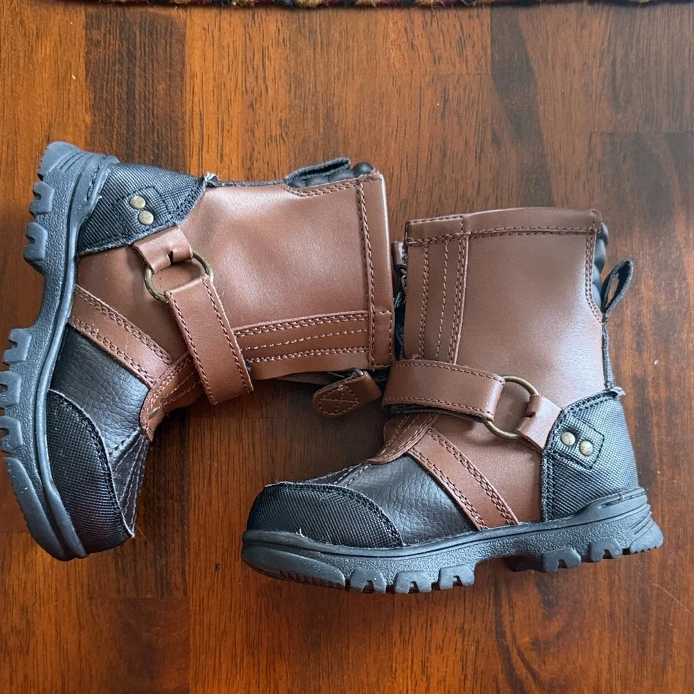 Polo Ralph Lauren Toddler Boys Conquered Hi Boots in chocolate/tan leather